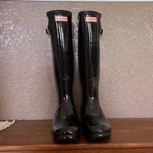 Size 10 Black Hunter Women's Original Tall Gloss Rain Boots